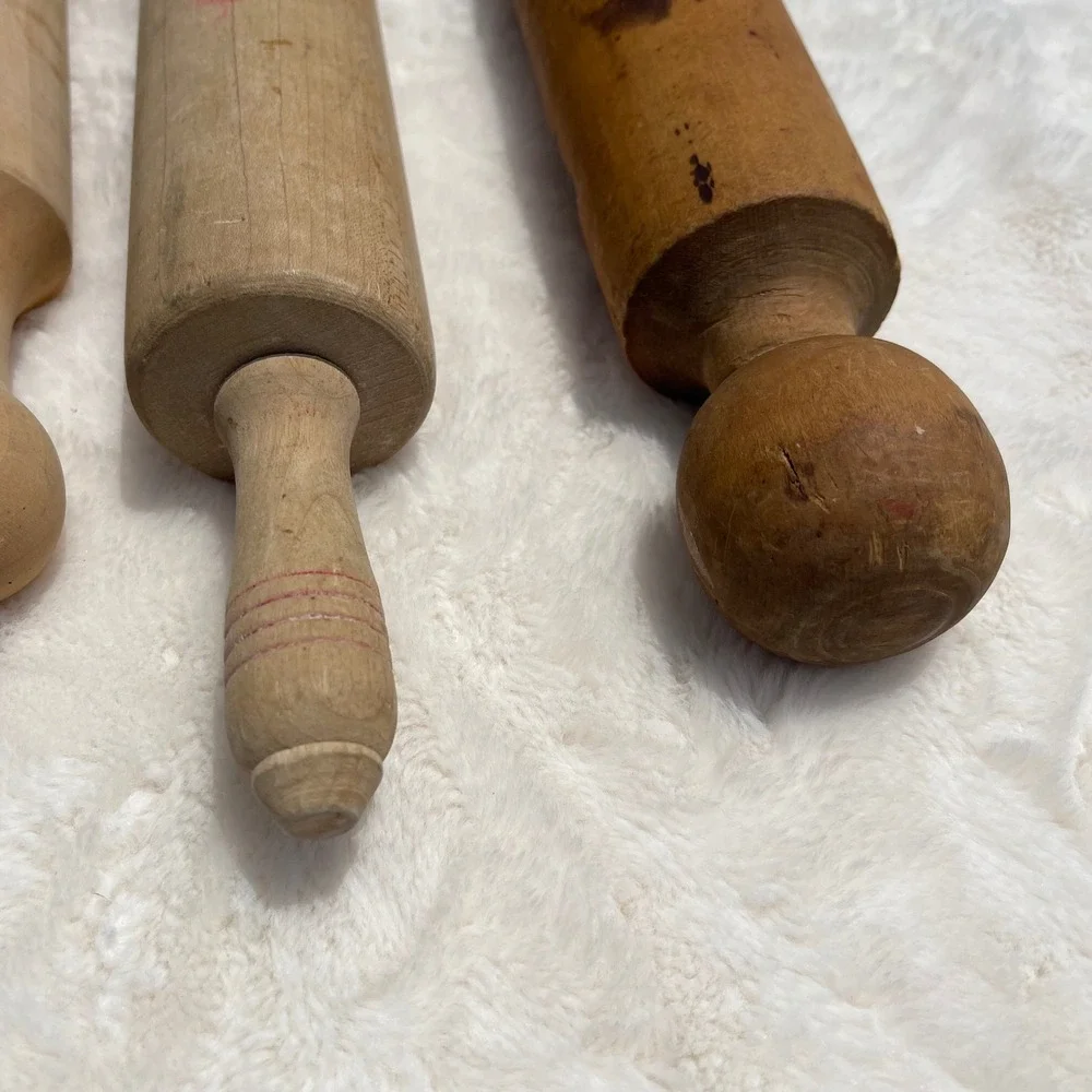 Vintage Wooden Rolling Pin Pestle Masher Set of 3 Primitive Farmhouse Kitchen